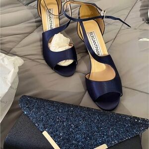 ElegantPark Royal Blue Women's Heels & Matching Clutch purse.